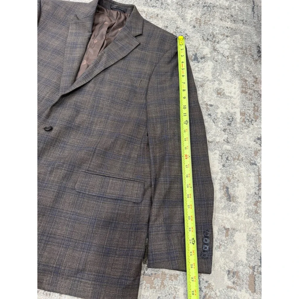 Lauren Ralph Lauren Mens 46L Brown Blue Glen Plaid Two Button Blazer Sport Coat